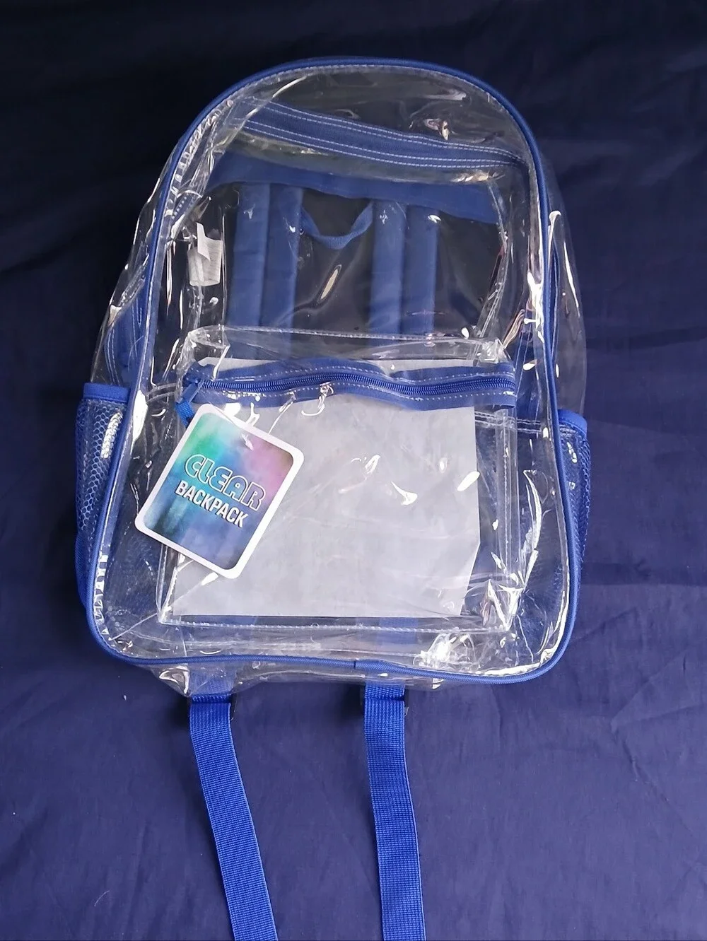 Clear Blue Transparent Backpack - Lightweight School & Travel Bag